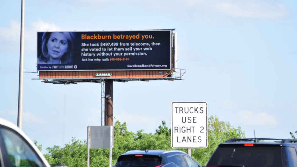 Giant billboards remind lawmakers that letting ISPs sell user informat