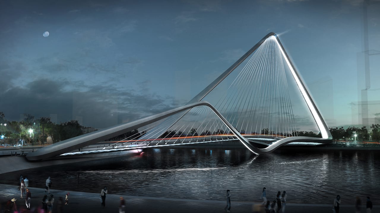 A Suspension Bridge Whose Double Arches Symbolize Prosperity Where