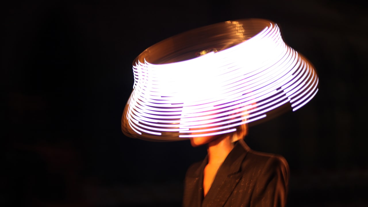 Spinning LED Hats From A Master Milliner And A Techie Fashion Wiz